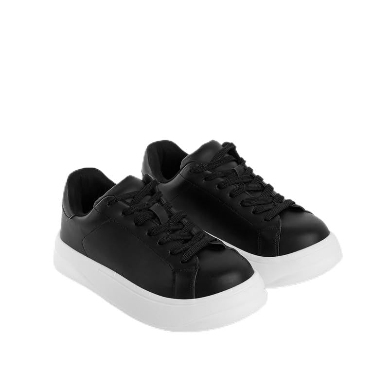 Men’s Classic Leather Sneakers with Thick White Sole – Casual Fashion Streetwear Shoes for Everyday Comfort & Style