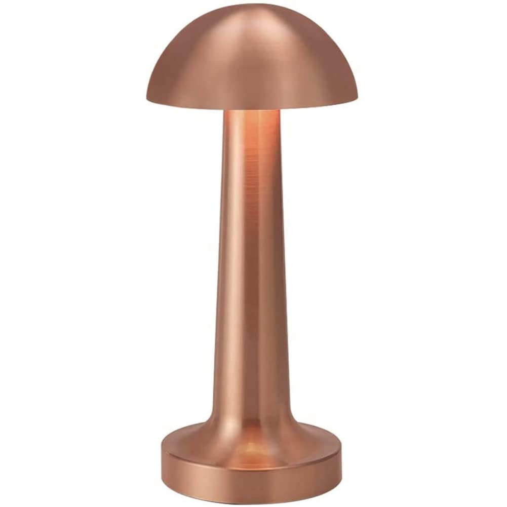 V2COM Modern Table Lamp Cordless Lighting 3W Dimmable Touch Switch LED Rechargeable Wireless Aluminium Desk Lamp for Restaurant Reading Bar Coffee Shop (Copper)