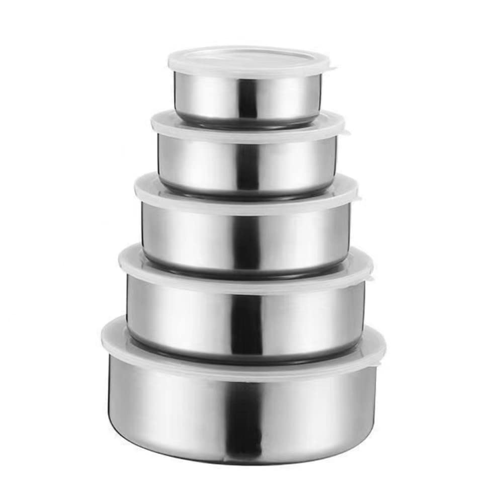 Generic 5-Piece Stainless Steel Food Storage Containers, Stackable, Airtight, Leakproof, Suitable for Outdoor, Snacks, Fruits, Lunches, Sauces