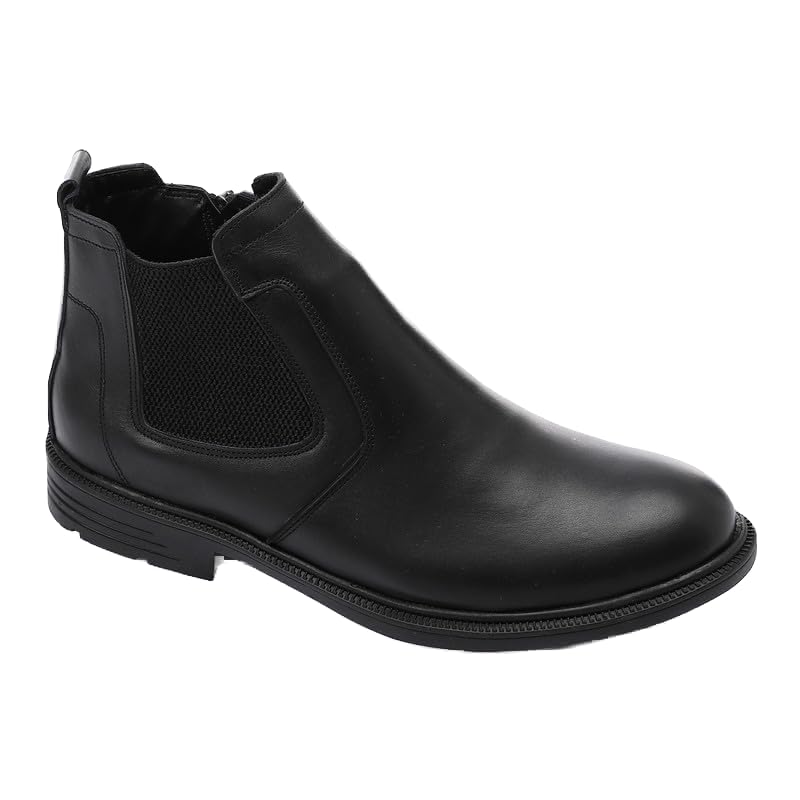 Men's Leather Half Boot - Elegant And Modern Design, Made From Materials, Suitable For Work And Occasions, With Inner Lining And Comfortable Medical Insole