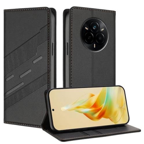 Flip PU Leather Case Cover Compatible with Realme 14 Pro Plus/realme 14 pro plus cover Shockproof Flip Case Cover with Card Holder and Camera Protection (Black)