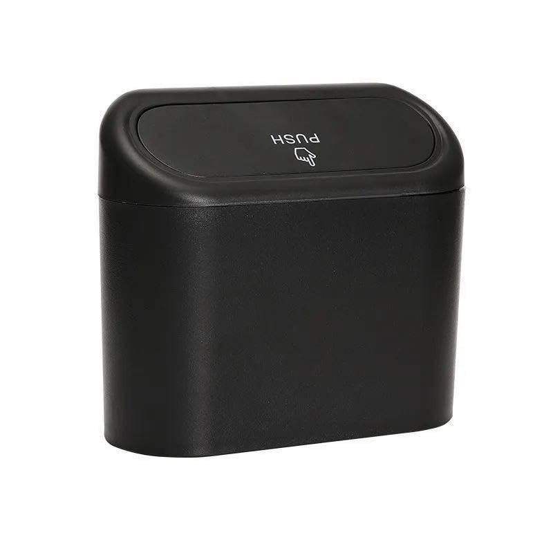 Small Trash Can with Lid Squeezable Black Plastic Trash Can for Office Home Car