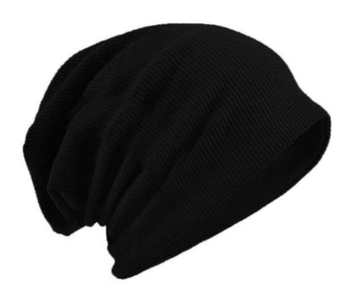 Fashion Knitted Cotton Beanie Hat Black Slouchy Beanie Hat Unisex Winter Warm Drop Style