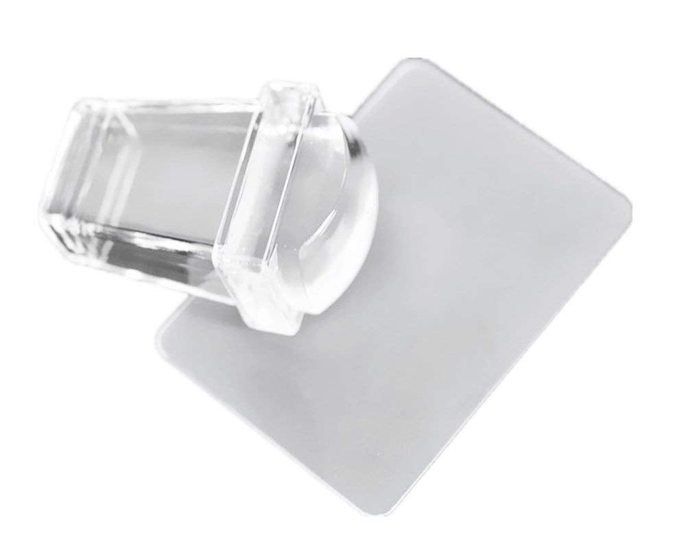 FAMEZA Clear Jelly Soft Silicone Rectangular Nail Art Stamping Stamper with Scraper Image Plate Manicure Tools DIY Polish Kit