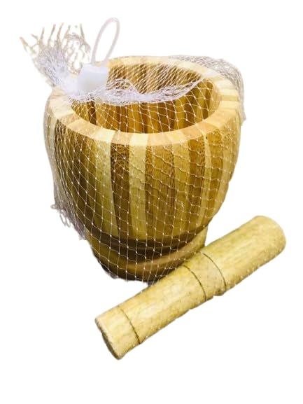 Natural Wooden Mortar and Pestle, Practical Kitchen Tool for Grinding Spices and Herbs.