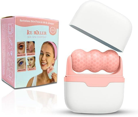 Face Ice Roller Cooling Facial Roller, Cold Face Massager Depuff Tool for Under Eye Puffiness, Reusable Freezer Safe, Skin Refresh & Relaxation (Pink)