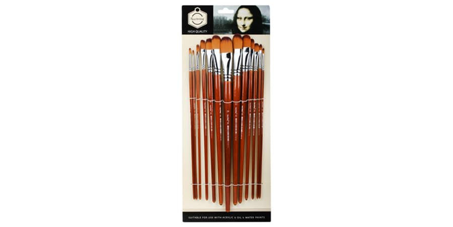 Keep Smiling Artist Filbert Brushes 13 Pieces Set, Gold/Brown
