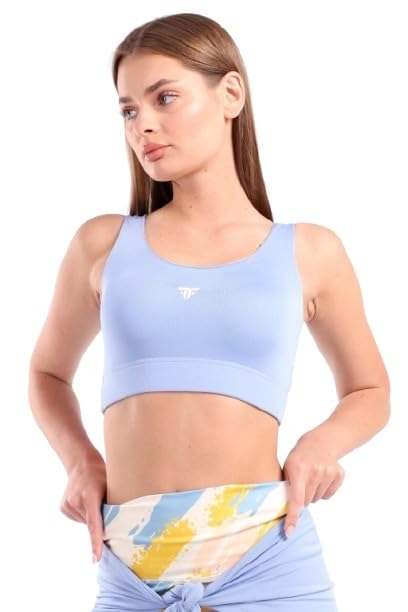 Sky Blue Molded Cup Sports Bra, M