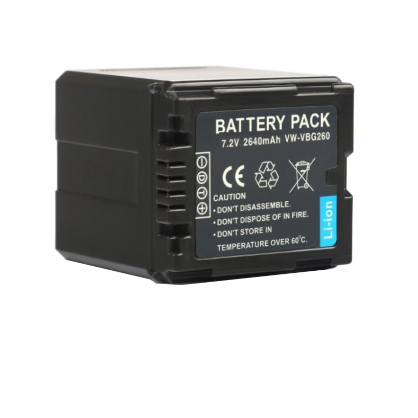 Compatible with Pan_asonic Lithium-Ion Camera Battery 7.2V / 2640mAh, Model : VB-VBG260