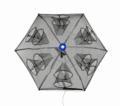 Beauenty Umbrella style Portable Foldable Fishing Trap Cast Net Shrimp Cage with 12 Holes