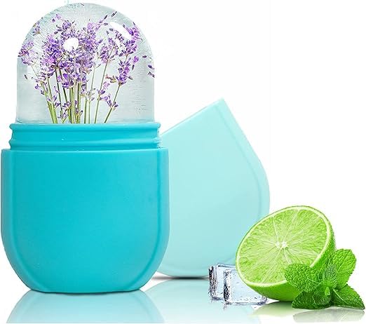 Roller for Face & Ice - Silicone Ice Mold Face Massage, Facial Beauty Ice Roller Skin Care Tools, Capsules Skin Care Kit, Remove Fine Lines & Shrink Pores, HD-7060 (Blue)