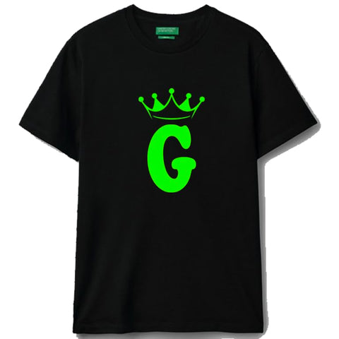 Black cotton t-shirt Crown Letter (G) Graphic Casual Wear size (M)