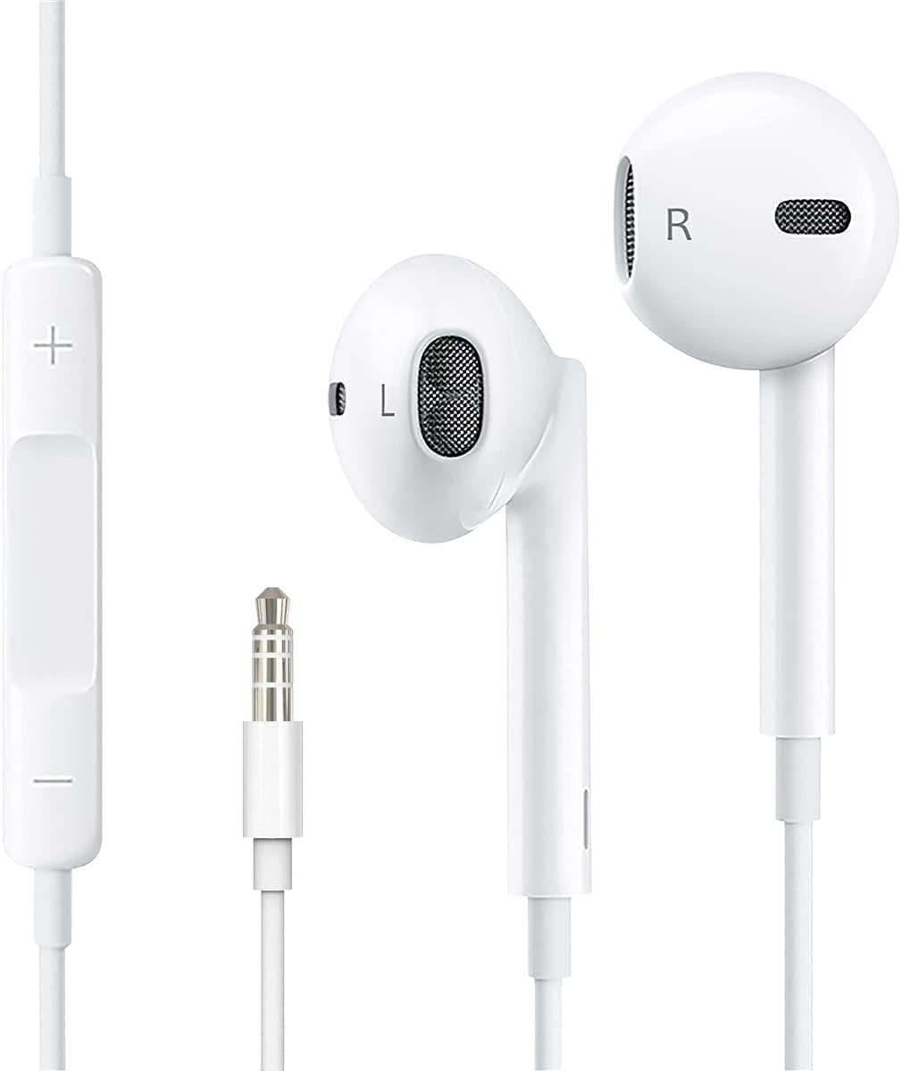 In-Ear Wired Earphone with Built-in Microphone 3.5mm Compatible with Multi phone (White)