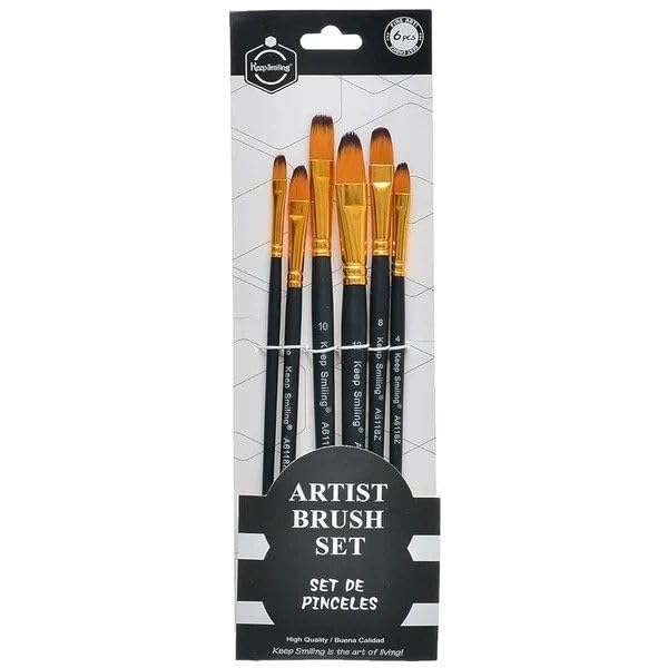 S and A A6305R Keep Smiling Round Art Paint Brush 9-Piece Set, No. 00/0/2/4/6/8/10/12/14