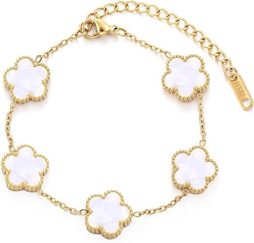 18K Gold Plated Stainless Steel Smart Edge Bracelet Four-leaf Clover Design Jewelry Gift for Women