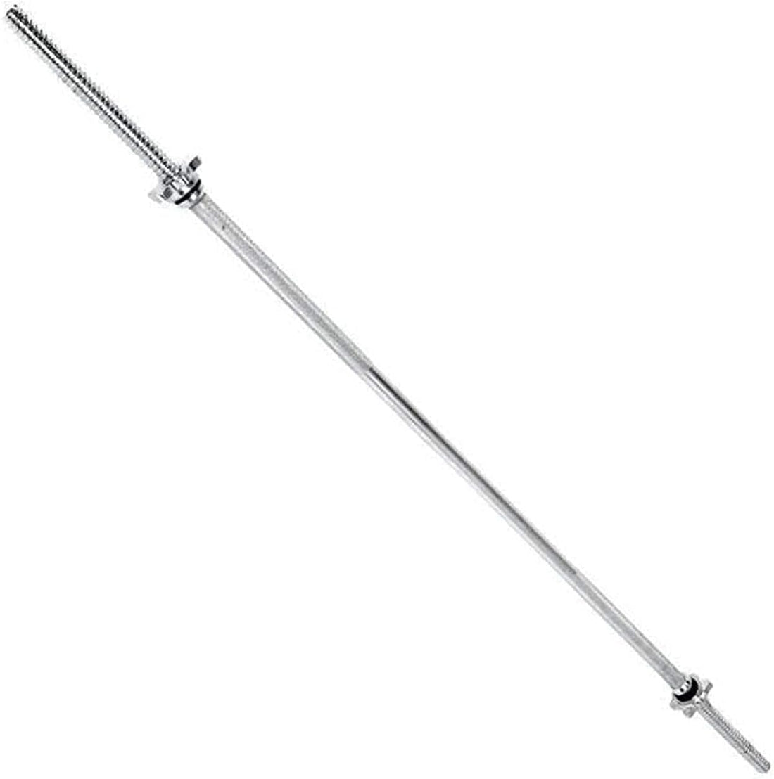 Standard Chrome Barbell Bar with Threaded Ends & Spring Collars – Steel Weightlifting Bar for Home Gym, Strength Training & Bench Press