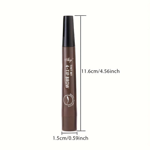 mysouqeg | 1 pcs - 4-Tip Brow Tint Pen, Four-Prong Eyebrow Pencil, 0.15mm Ultra-Fine Nib, 3D Natural Look, Smudge-Proof, 24-Hour Sweat Resistance - Gray Brown 1 Pcs