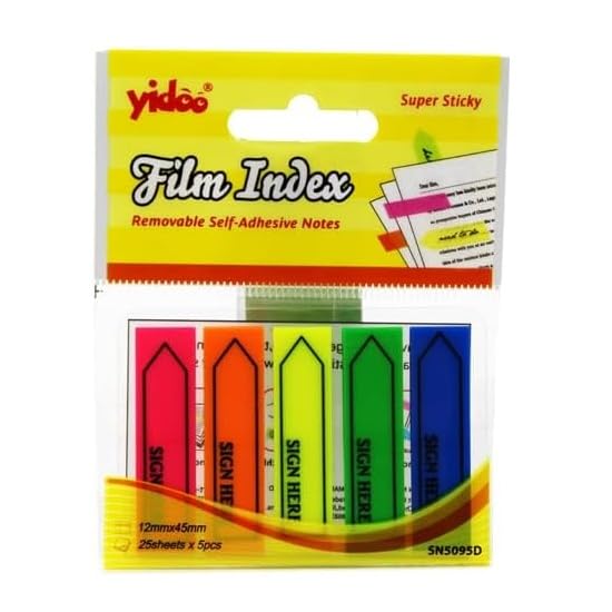 Sticky Notes 12 × 45 mm 125 Sheets Rectangular Index Tabs Neon Multicolor Model SN5095-D