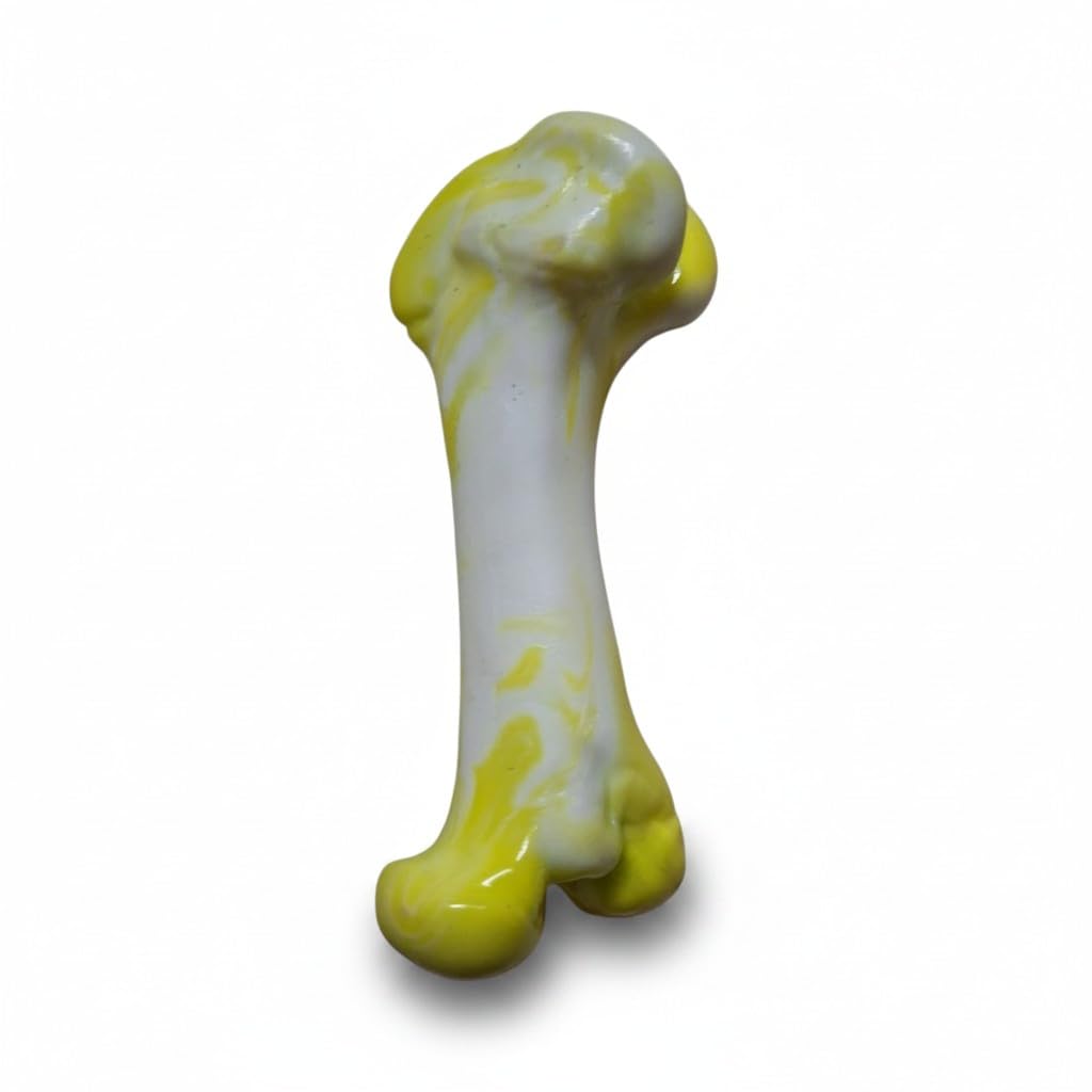 Colored Bite Bone Toy for Dogs, Small, Yellow & White