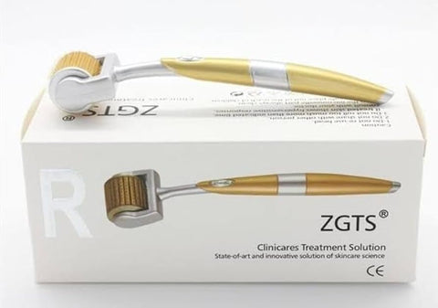 ZGTS Derma Roller, Professional Skincare Tool with Protective Cover, Titanium Micro Needles, Gold and Silver