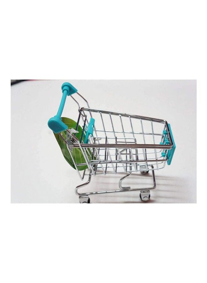 Mini Supermarket Shopping Cart Trolley Phone And Pen Holder Silver