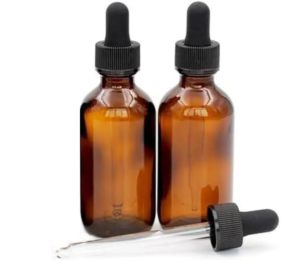 50 ml Amber Glass Dropper Bottles, 2 Pack for Essential Oils Empty Bottle Big Dropper Bottles with Eye Droppers for Essential Oils, Skincare, Beard Oil, Aromatherapy, Travel