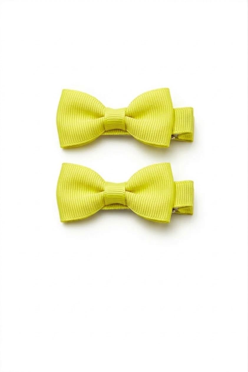 2 Pieces Bow Hair Clips Classic Design (Light Green)
