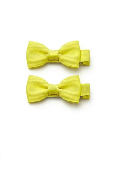 2 Pieces Bow Hair Clips Classic Design (Light Green)