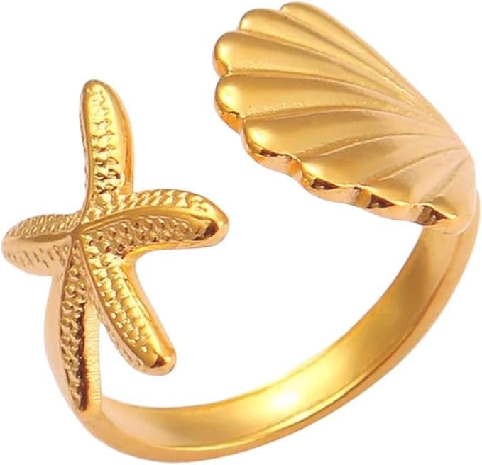 Gorgeous Design Adjustable Ring for Women 18K Gold Plated Stainless Steel Ring for Women Great Friendship Gift - Adjustable, Classic Style