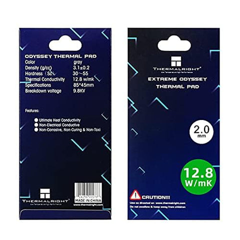 WENDU 12.8 W/mK Non Conductive Heat/ High Temperature Resistance, Odyssey Silicone Thermal Pads for PC Laptop/CPU/GPU/LED/PS4 Cooler 85x45x2mm