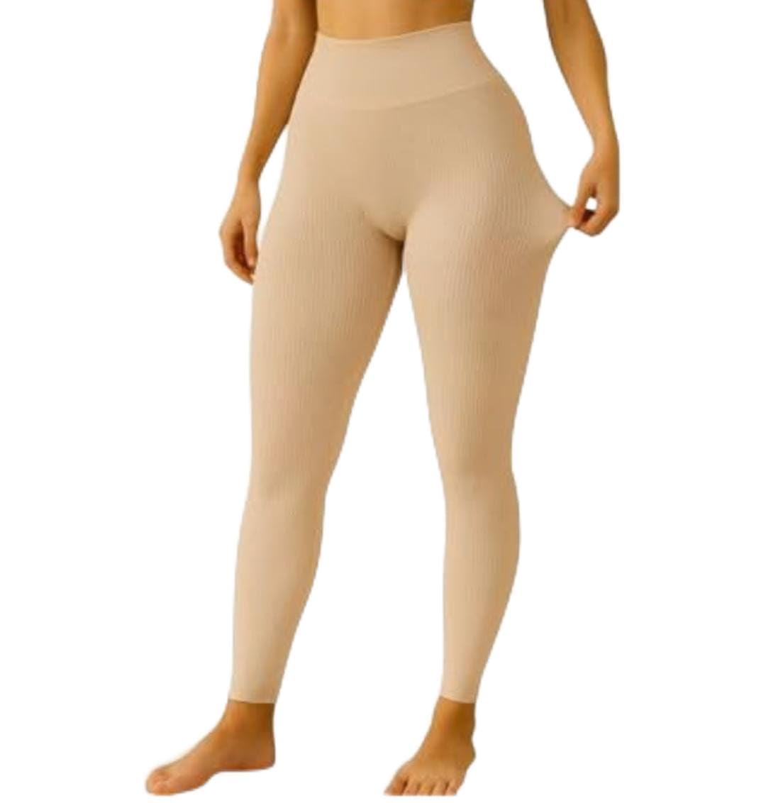 Ronza High Waist Ribbed Cotton Sports Leggings, Stretchy Elastic Fabric, Comfortable for Women and Girls Up to 105 Kilo