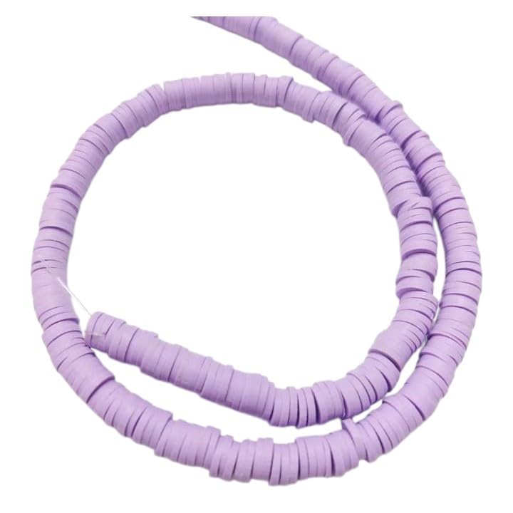 Colorful Polymer Beads Multicolor Flat Round Beads for Jewelry Making Accessories (Lavender)