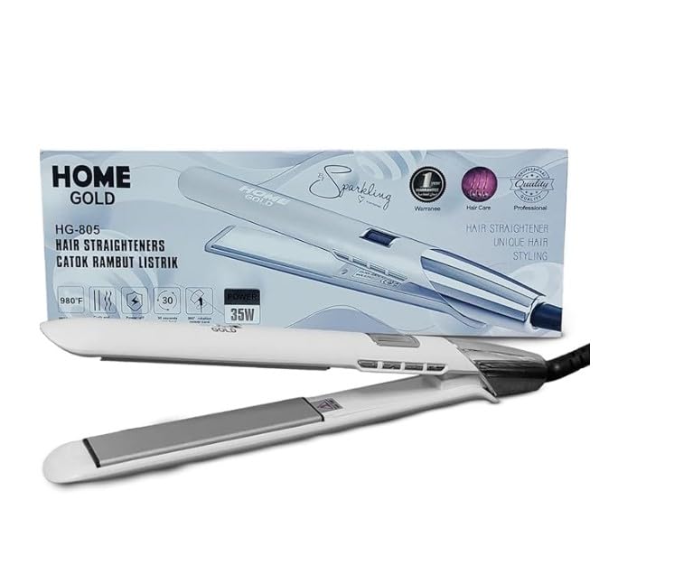 Hair Straightener Ceramic Flat Iron 35W, Fast Heating Hair Styling Tool with 360° Rotating Cord for Curly Wavy Straight Hair, HG-805 (White)
