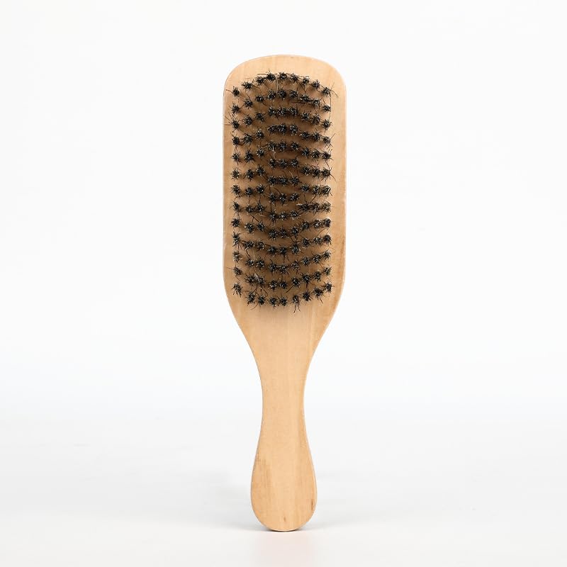 Hard Bristle Slick Back Hair Brush for Men & Women with Thick Curly Hair - Stiff Reinforced Nylon Small Hairbrush for Smoothing, Waves, Beard, Fades, Locs, Dreads