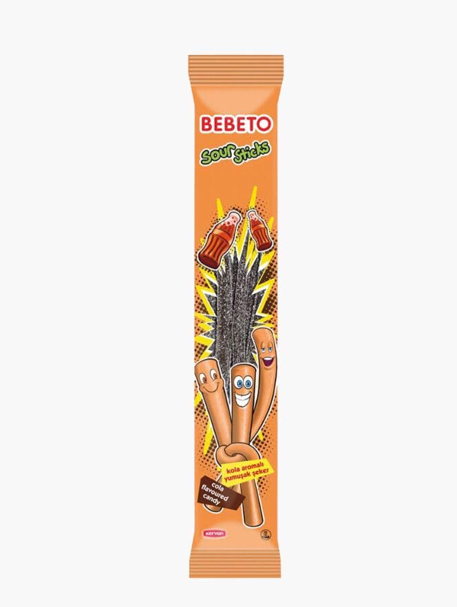 Bebetoo Sour Sticks, Assorted Flavours Candy 30gm (Apple,Strawberry,Cola,Mix) (Cola)