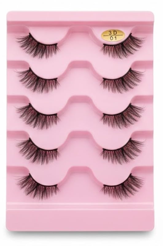 Half Lashes Cateye 5 PairsNatural Look/Corner Lashes- SHAPE-N01-pink