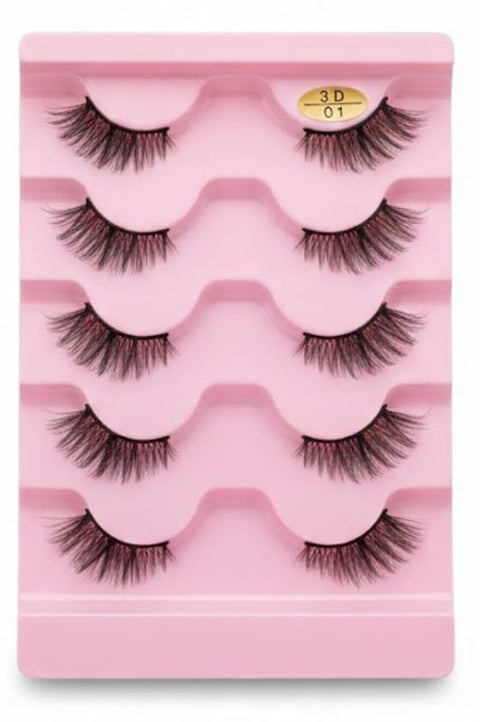 Half Lashes Cateye 5 PairsNatural Look/Corner Lashes- SHAPE-N01-pink