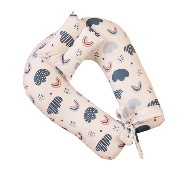 Breastfeeding Support Pillow for Mothers with Head Pillow and Washable Cover.-80025-White