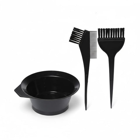 HAADI Hair Dye Set 3 Pcs Black Hair Colouring Tools Kit,Brush Double sided Coloring Comb and Bleach Mixing Bowl Hairdressing & Highlighting DIY Salon