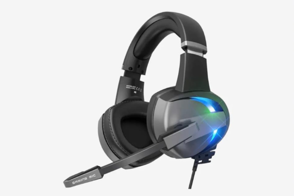 GM-7 Gaming Headset with 50mm Drivers, 7.1 Stereo Surround Sound, Noise Canceling Mic, 3.5mm Audio Jack and Seven-Color LED Light
