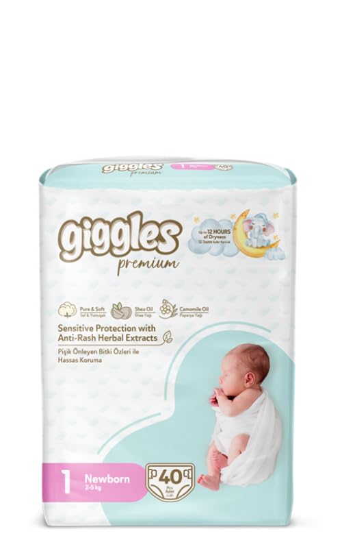 Giggles Baby Diapers 40-Pieces Twin Pack, Size 1