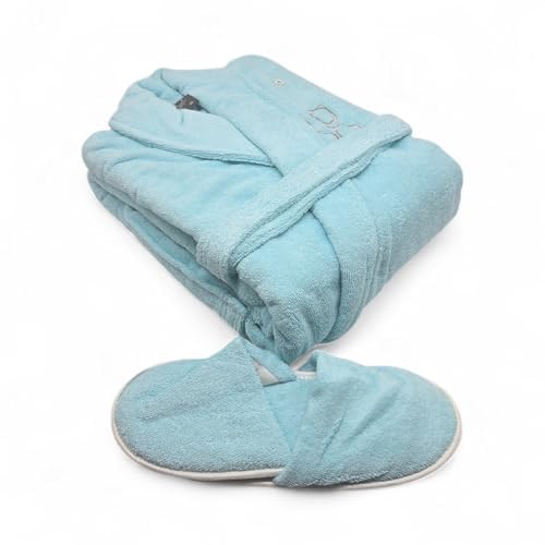 Bath Robe + Slipper cotton 100% Turquoise 2X