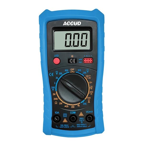 600V Digital Multimeter, LCD Display, CAT III Protection, with Test Cables and 9V Battery DMT600
