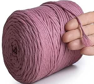 Macrame Yarn Plum - 4mm Cotton Viscose Cord, 225m, Single Twist, Soft, Non-Fray, Boho Style
