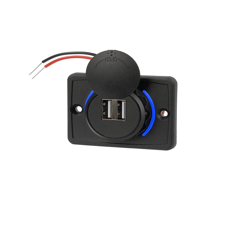 KaberMisr 2020 Dual 3.1A USB Car Charger Waterproof Charging Pad 12-24V for Motorcycles, Marine, Trucks, RVs (1 Piece,Code:9984)