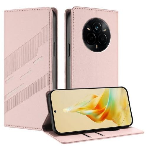 Flip PU Leather Case Cover Compatible with Realme 14 Pro Plus/realme 14 pro plus cover Shockproof Flip Case Cover with Card Holder and Camera Protection (rose)