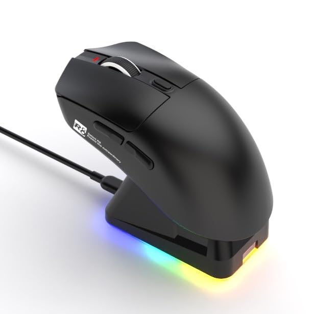 For R8 G313 Tri-Mode Bluetooth / 2.4G Wireless/Wired Mouse - 6D Programmable (Software) - 12800DPI / 1000Hz - Rechargeable 400mAh Battery - Lightweight RGB Magnetic Charging Base | Black