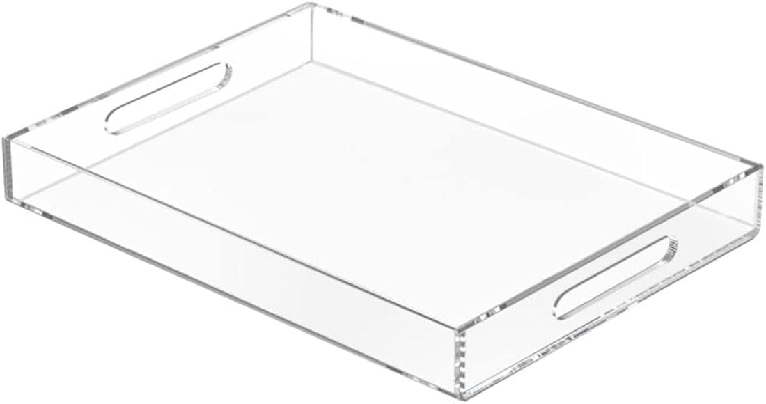 Rose Acrylic - Tray for Coffee Table, Breakfast, Tea, Food, Butler - Decorative Display, Countertop, Kitchen, Vanity Serve Tray with Handles (20" x 12", Clear)