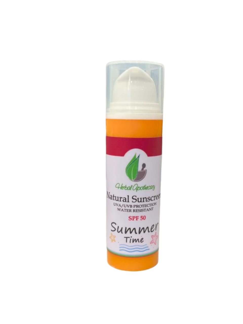 Herbal Apothecary Natural Sunscreen SPF 50, UVA/UVB Protection, Waterproof, Summer Time