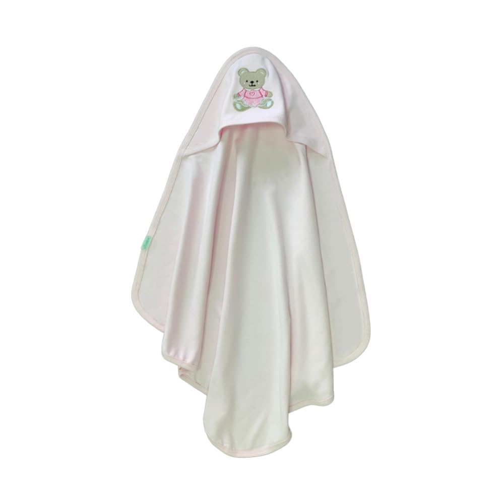 Kumkum Teddy Bear Hearts Cotton Blanket, Off White/Beige